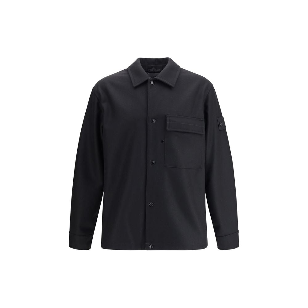 Stone Island Black Fleece Wool Coat