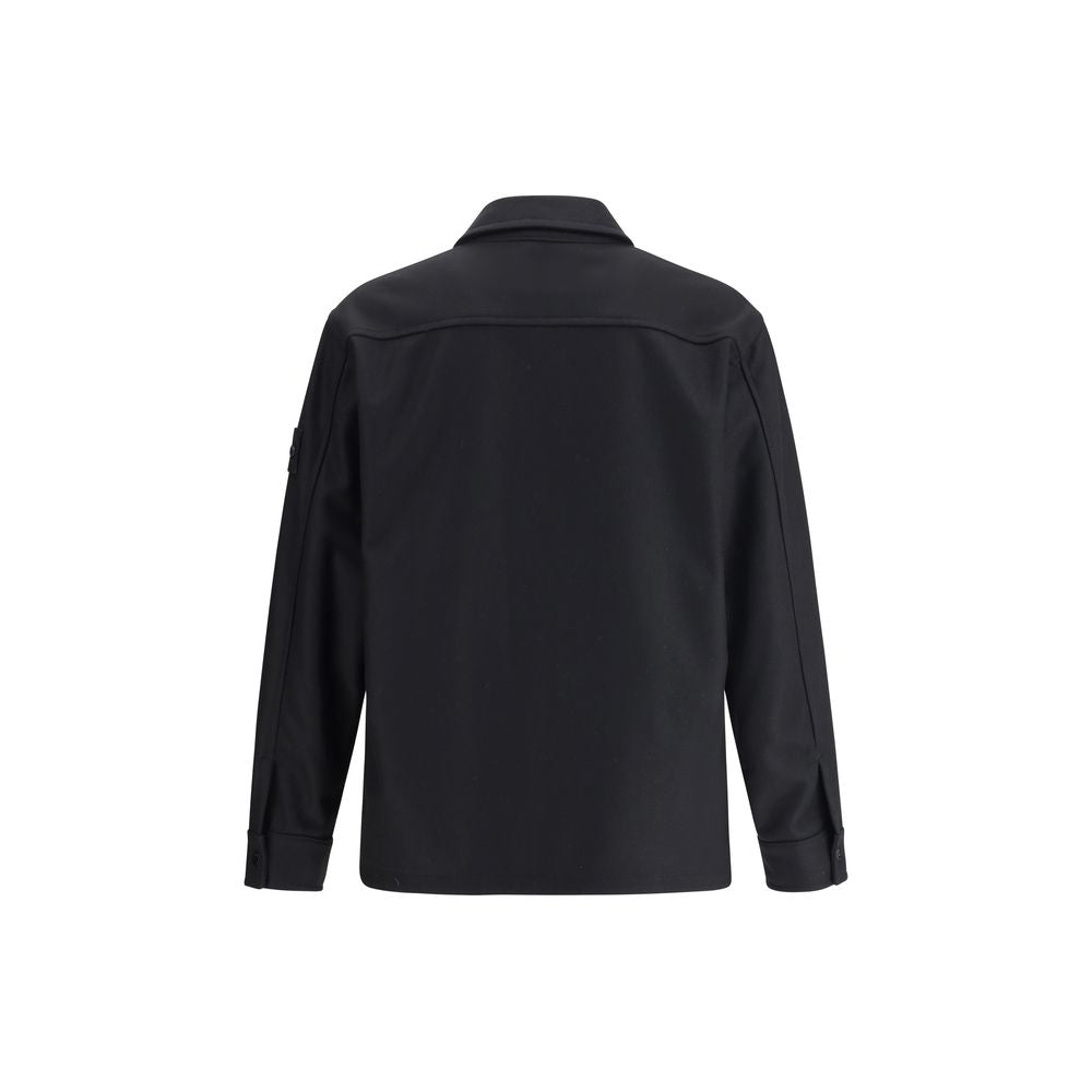Stone Island Black Fleece Wool Coat