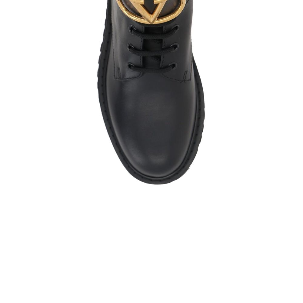 Valentino Garavani Black Calfskin Lace-Up Boots